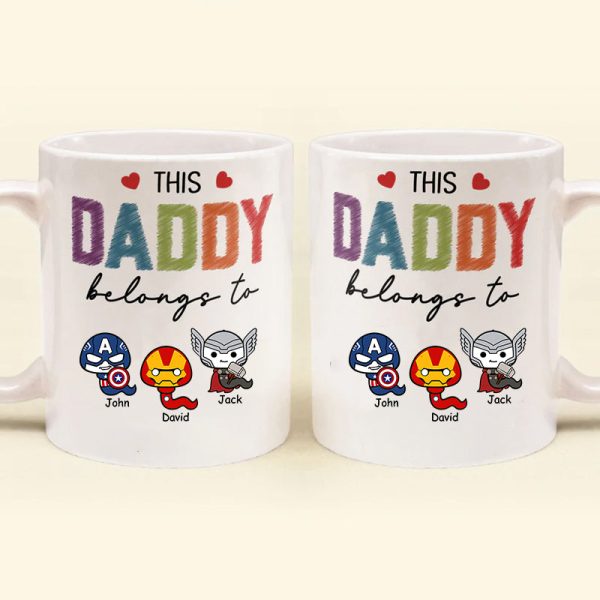 Small Heart This Daddy Belongs To - Gift For Dad - Personalized Ceramic Mug