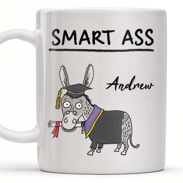 Smart Ass, Graduation Donkey With Cap And Diploma - Personalized Custom Coffee Mug - GRAD001_MG
