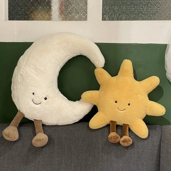Smiling Sun and Moon Plush Pillow