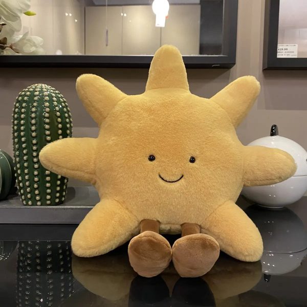 Smiling Sun and Moon Plush Pillow