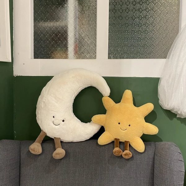 Smiling Sun and Moon Plush Pillow