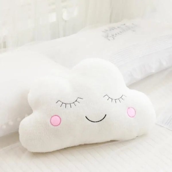 Soft Plush Cloud & Star Raindrop Pillow - Cozy Kids' Room Decor