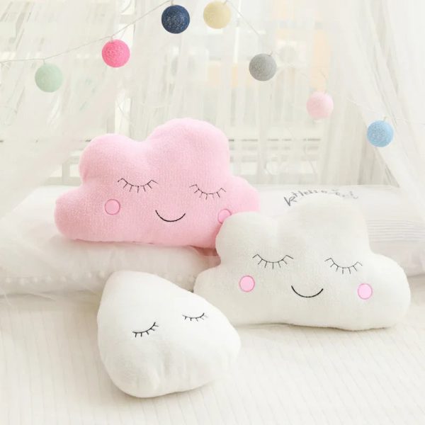 Soft Plush Cloud & Star Raindrop Pillow - Cozy Kids' Room Decor