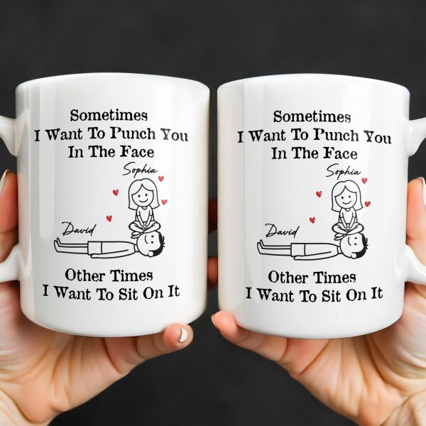 Sometimes I Want To Punch You, Couple And Hearts Design - Personalized Custom Coffee Mug - CPL1295_MG