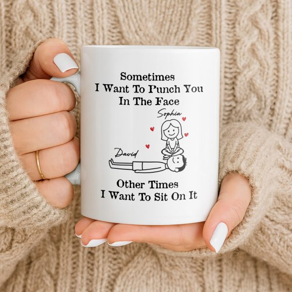 Sometimes I Want To Punch You, Couple And Hearts Design - Personalized Custom Coffee Mug - CPL1295_MG
