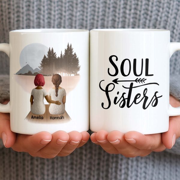 Soul Sisters With Two Women And Nature Background - Personalized Custom Coffee Mug - BST523_MG