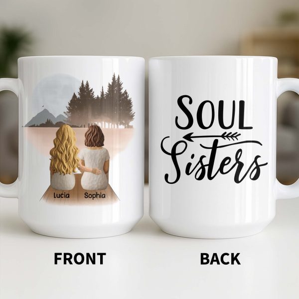 Soul Sisters With Two Women And Nature Background - Personalized Custom Coffee Mug - BST523_MG