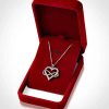 Sparkling CZ Heart Pendant Necklace for Women