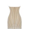 Sparkly Gatsby Rhinestone Fringe Trim Halter Mini Dress - Silver