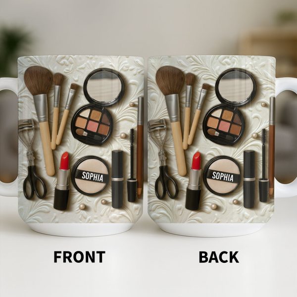 Specially Designed Makeup Lover's Mug With Lipstick And Brushes - Personalized Custom Coffee Mug - HOB006_MG