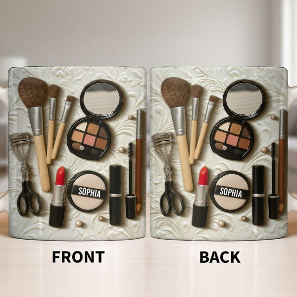 Specially Designed Makeup Lover's Mug With Lipstick And Brushes - Personalized Custom Coffee Mug - HOB006_MG