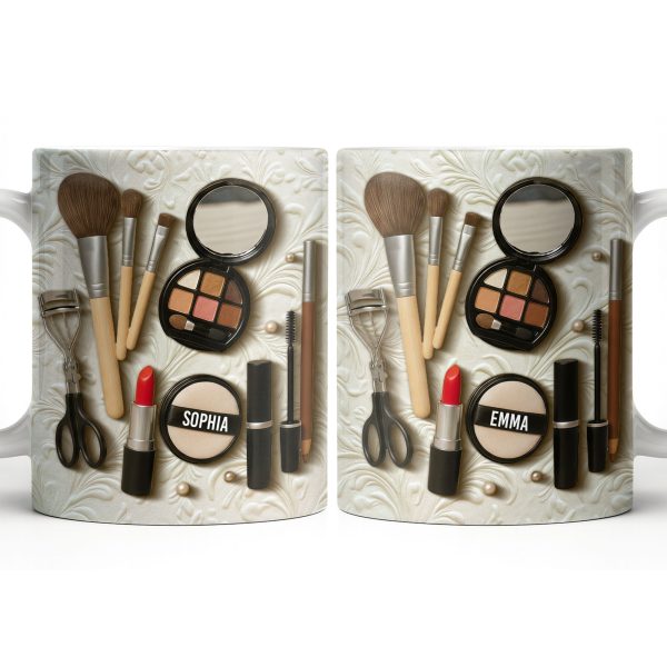 Specially Designed Makeup Lover's Mug With Lipstick And Brushes - Personalized Custom Coffee Mug - HOB006_MG