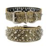 Spiked Studded Dog Collar with Traction Rope Adjustable Fit