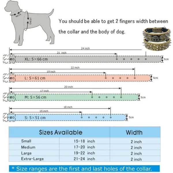 Spiked Studded Dog Collar with Traction Rope Adjustable Fit
