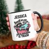 Splish Splash Your Opinion Is Trash Raccoon Personalized Mug, Humor Vintage Meme Gift with Custom Name