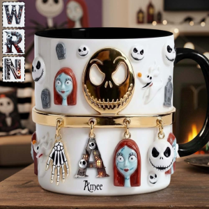 Spooky Charater With Name Letter - Personalized Accent Mug - Gift For Movie Fans NL122