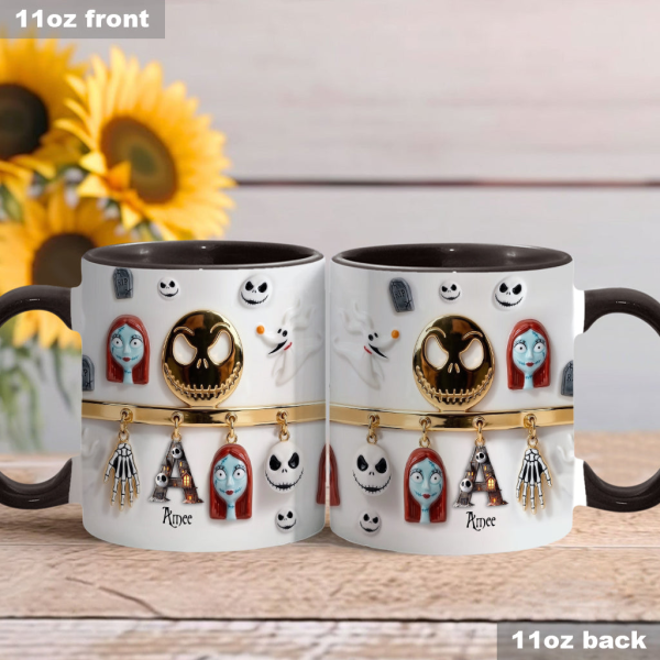 Spooky Charater With Name Letter - Personalized Accent Mug - Gift For Movie Fans NL122