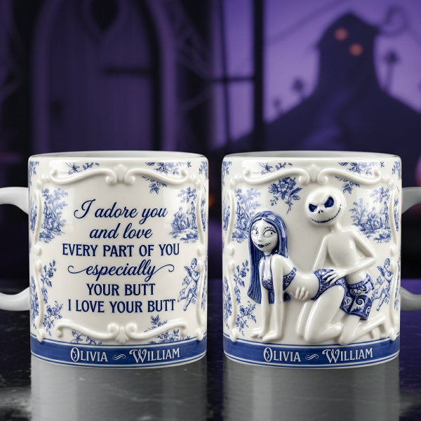 Spooky I Adore You And Love Every Part Of You Especially Your Butt - Personalized White Edge-to-Edge Mug - Gift For Couples NL122