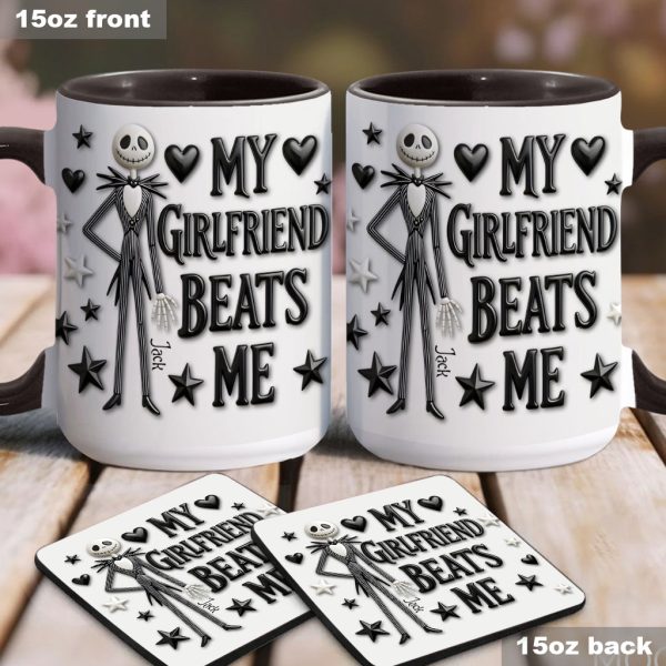 Spooky My Girlfriend Beats Me - Personalized Accent Mug - Gift For Couple, Christmas, Valentine HH01