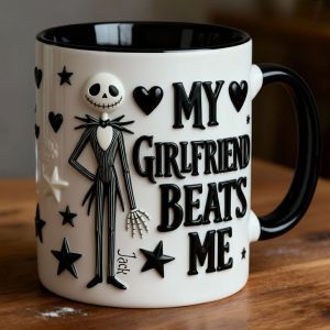 Spooky My Girlfriend Beats Me - Personalized Accent Mug - Gift For Couple, Christmas, Valentine HH01