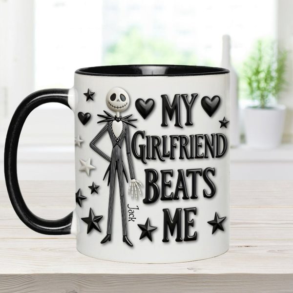 Spooky My Girlfriend Beats Me - Personalized Accent Mug - Gift For Couple, Christmas, Valentine HH01