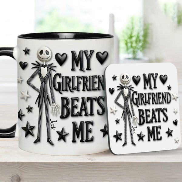 Spooky My Girlfriend Beats Me - Personalized Accent Mug - Gift For Couple, Christmas, Valentine HH01