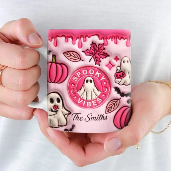 Spooky Vibes Only - Family Personalized Custom 3D Inflated Effect Printed Mug - Halloween Gift For Family Members