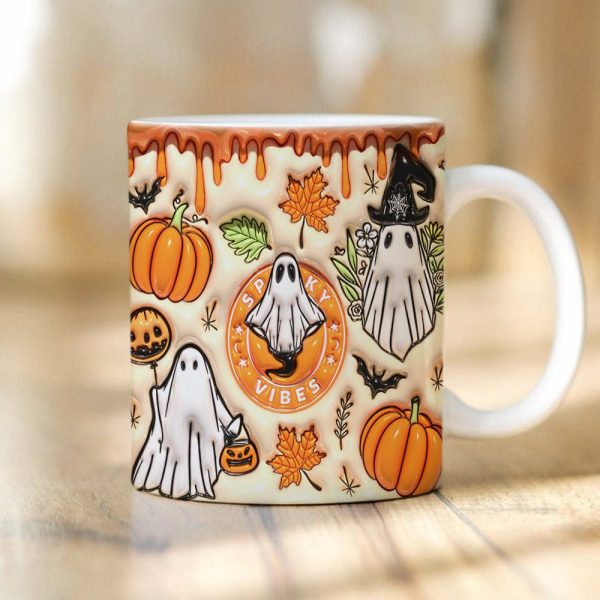 Spooky Vibes With Pumpkin Halloween Personalized Gift Mug HO82 891336