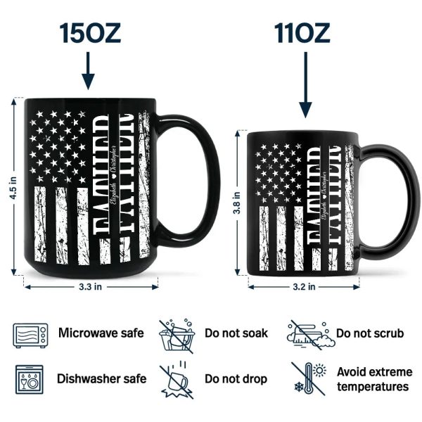 Stars & Stripes Dad Grandpa We Love You - Personalized Black Mug