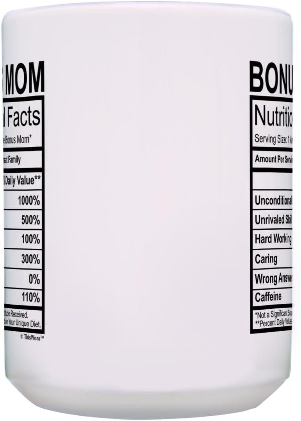 Stepmom Nutritional Facts Coffee Mug Funny Gift for Stepmom from Stepdaughter Stepson Kids, Mothers Day Birthday Gift