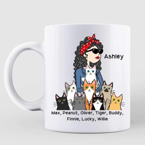 Stick Cat Lady Normal 3 Cats Ago Personalized Mug