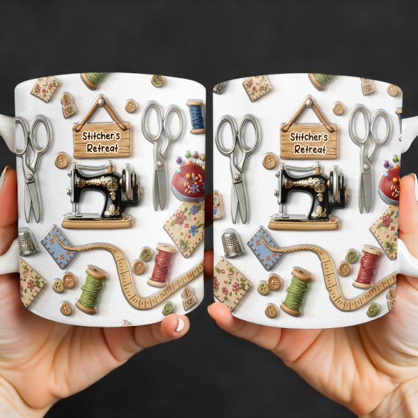 Stitcher's Retreat Sewing Essentials Coffee Mug - Personalized Custom Coffee Mug - HOB019_MG