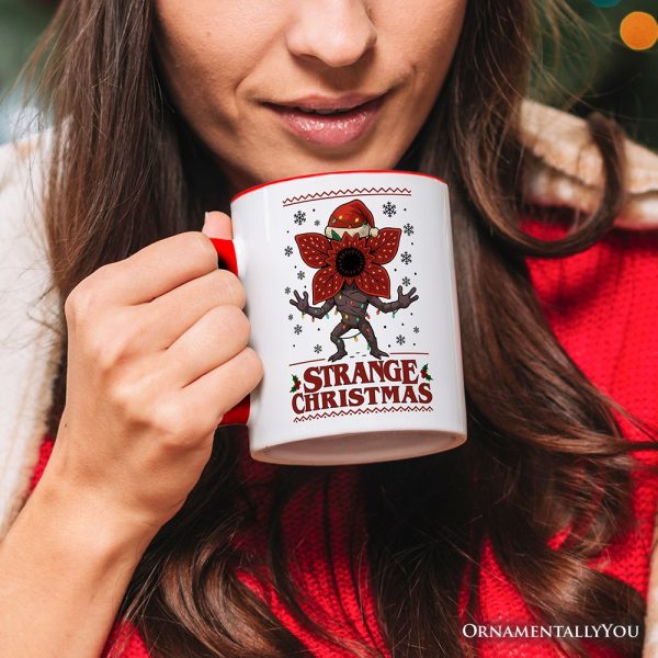 Strange Christmas Retro Personalized Mug, Demon Plant Gift for Horror Lovers with Custom Name