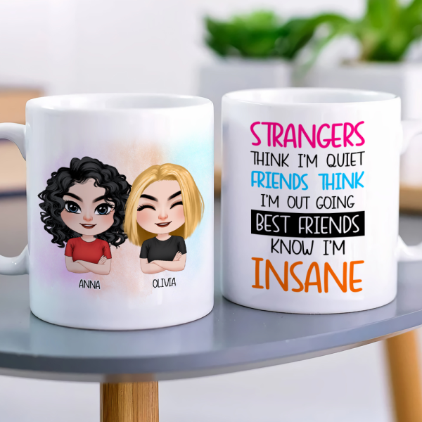 Strangers Think I'm Quiet, Personalized Mug, Gift For Friends