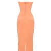 Strapless Corset Ruched Peaked Neck Midi Dress
