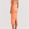 Strapless Corset Ruched Peaked Neck Midi Dress