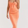 Strapless Corset Ruched Peaked Neck Midi Dress