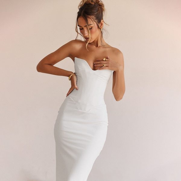Strapless Sweetheart Neckline Bodycon Maxi Dress