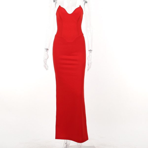 Strapless Sweetheart Neckline Bodycon Maxi Dress