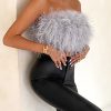Strapless Women Feather Bandeau Crop Top