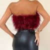 Strapless Women Feather Bandeau Crop Top