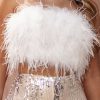 Strapless Women Feather Bandeau Crop Top