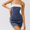 Strapless A-line Layered Neckline Mini Dress