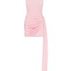 Strapless Scooped Neck Ruched Drape Mini Dress