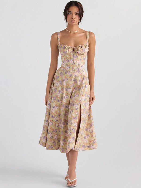Strappy Back Tie-Up Corset Midi Dress