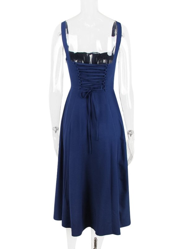 Strappy Back Tie-Up Corset Midi Dress
