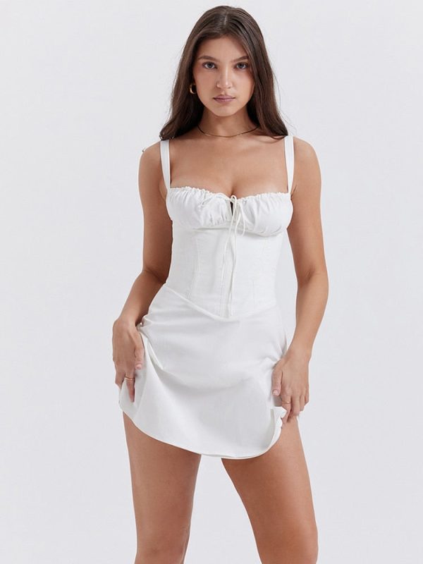 Strappy Corset Back Tie-Up Mini Dress