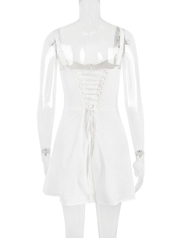 Strappy Corset Back Tie-Up Mini Dress