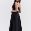 Strappy Corset Flowy Midi Dress With Pocket