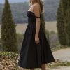 Strappy Corset Flowy Midi Dress With Pocket